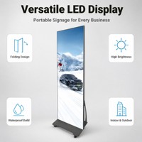 Pantalla LED Plegable Portátil de Alto Brillo, Cartel Digital para Comercios, Restaurantes, Interiores y Exteriores, OEM