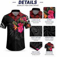 Chemise Polynésienne Hawaïenne Personnalisée Samoa Tonga Fidji Tahiti Chemise Tribale Aloha Chemise Tropicale Hibiscus Îles du Pacifique pour Hommes