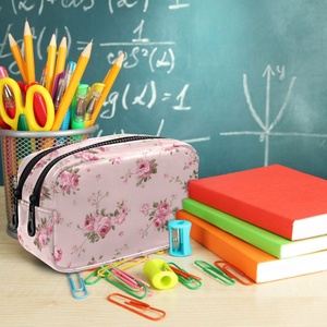 Nueva llegada, estuche para lápices con estampado de flores personalizado, bolsa de cosméticos portátil de cuero PU, bolsa de maquillaje para mujer, para viaje - Product Image 5