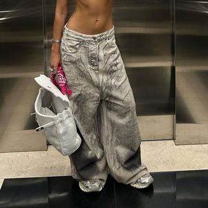 Pantalones <span class=keywords><strong>cargo</strong></span> de <span class=keywords><strong>mujer</strong></span> de tela de otoño Pantalones vaqueros de traje de pantalón de talla grande para <span class=keywords><strong>mujer</strong></span> - Product Image 3