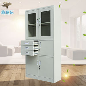 モダンな3引き出しスチールファイリングキャビネットガラスドア金属収納 & 内部安全キャビン多機能オフィスファイルオーガナイザー - Product Image 5