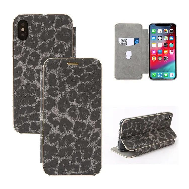 Smart Case Book Leopard Print Cell Phone AccessoriesとCard SlotためLG W30 Pro W10 Stylo 5 V50 ThinQ 5G G8s G8 Q60 K50 K40