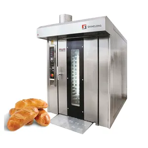 Equipo de panadería digital Horno rotativo para hornear 32 bandejas Horno rotativo de vapor de pollo a gas eléctrico