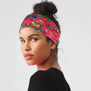 Bandeau large à fleurs Boho pour femmes, turban pour le sport, le yoga, noué - Product Image 5