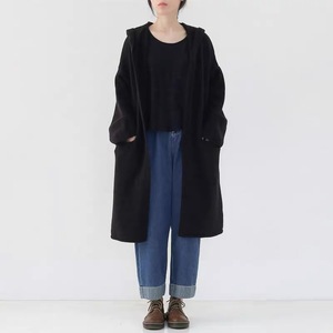 Dark <strong>Black</strong> Hooded Long Sleeve <strong>Cardigan</strong> Long Sweater Coat <strong>with</strong> Hood and <strong>Pocket</strong> for Women - Product Image 1
