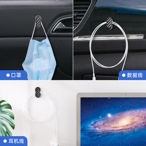 <b>Car</b> Headrest <b>Hooks</b> Mini Adhesive Black Glossy 4 Pack For Interior Storage Plastic <b>Hooks</b> - Product Image 5