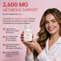 Fabricant de capsules de complexe d'inositol OEM avec Myo-D-Chiro-Inositol, Folate, Vitamine D3, Berbérine, GMP, complément alimentaire pour l'équilibre hormonal