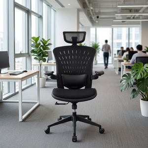 Ergonomic Modern Mesh <b>Office</b> Chair with <b>Adjustable</b> Armrest Lumbar Support Built-In Headrest Swivel <b>Desk</b> Chair for Home <b>Office</b> - Product Image 2