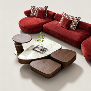 Juego de <span class=keywords><strong>Mesa</strong></span> de Centro de Madera Ajustable de Diseño Irregular, Moderno y Minimalista, Mueble de Sofá Natural de Alta Gama, <span class=keywords><strong>Mesa</strong></span> de Té Única - Product Image 2