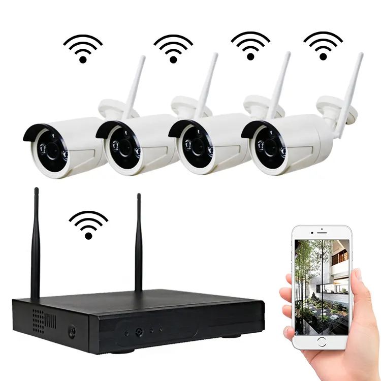 Kit p2p 3mp sem fio ir visão noturna, 4ch 3mp ip câmera wi-fi cctv Full hd indoor & outdoor wireless CCTV home security camera