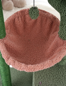 หอคอยต้นไม้รูปกระบองเพชรหรูหราพร้อมคอนโดแมวคู่สำหรับแมวเกาเสาให้แมวนอนหลับสบาย & เปลญวนลูกบอลของเล่นสำหรับแมวในบ้าน - Product Image 3