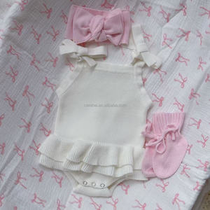 Mono de punto sin mangas con lazo en el hombro y volantes en la cintura para bebé recién nacida, estilo bailarina, para bautizo, de verano - Product Image 3