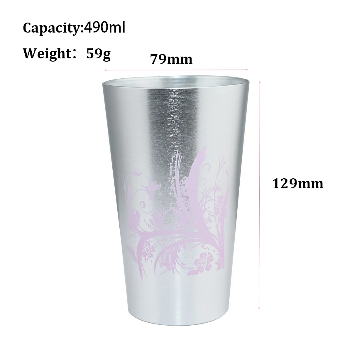 Wholesale Disposable Aluminum 16z Recycle Cup Metal Cold Drinking Color Changing 490ml Aluminum Beer Cup