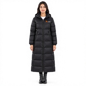 Tiierwear <b>Women</b> Black Hooded Long Quilted Down <b>Coat</b> <b>Winter</b> Windproof Puffer Jacket for <b>Women</b> - Product Image 1