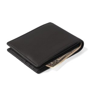 Cartera plegable delgada de cuero con logotipo personalizado Rfid, cartera negra para hombre, carteras cortas para hombre - Product Image 4