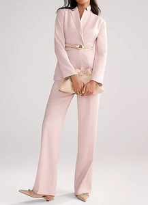 Women‘s Pink The Long One Button <b>Blazer</b> Formal Casual Office Style 100%Cotton <b>Blazer</b> Women's Suit - Product Image 6