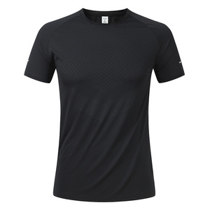 T-shirt à manches courtes pour homme, uni, avec marquage réfléchissant, en polyester, à séchage rapide, respirant, décontracté, pour le sport - Product Image 6