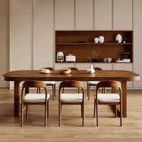 Ensemble Table et Chaises de Salle à Manger Moderne Simple en Bois Massif pour Maison, Appartement et Mobilier Intérieur
