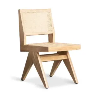 İskandinav cafe ahşap sandalye modern yemek sandalyeleri hote İskandinav dokuma hasır kamışı rattan ahşap yemek sandalyeleri