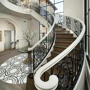 Sang trọng cong gỗ cầu thang cho biệt thự bền với wrought sắt lan can và rắn sồi treads tùy chỉnh được thực hiện trong Phật Sơn - Product Image 1