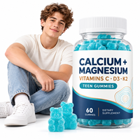 Gummies de calcium et magnésium pour adolescents sous marque privée avec vitamines C, D3, K2, zinc et curcuma – 60 unités – Complément quotidien pour la santé osseuse – OEM/ODM