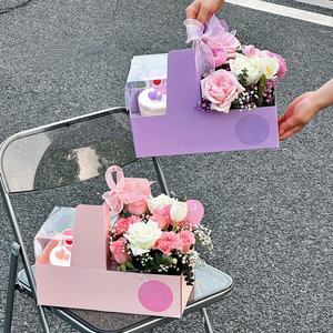 Carpeta de Regalo de Cartón Corrugado Mate con Relieve, Hecha con Materiales Reciclados, Portátil, para el Día de la Madre, San Valentín, Navidad, Flores - Product Image 4