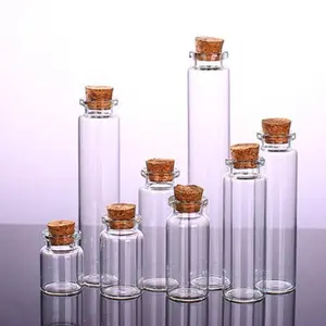 Viales de cristal homeopáticos transparentes, con corcho, para botella de regalo, 10ml