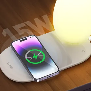 LDNIO Y3 3 In 1 Wireless charging station Bedroom table lamp multifunction chargers stand with lamp Wireless Fast Charger