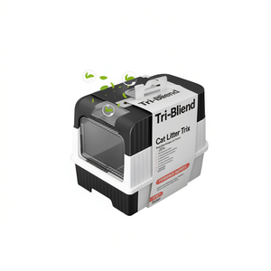 Bac à litière pour chat Tri-Blend, gris, carré, en plastique, manuel, pour chats - Product Image 1