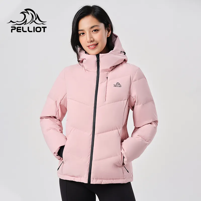 Piumino d'oca piumino invernale spesso caldo stampa grigia solido antivento Outdoor Casual personalizzato OEM poliestere impermeabile donna