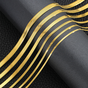 Joyería de moda para mujer, gargantilla de cadena de serpiente de espiga plana, collar de cadena de serpiente de acero inoxidable chapado en oro de 18 quilates