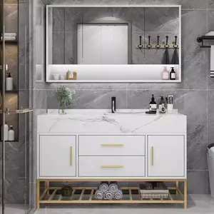 Luxury Bathroom Vanity Cabinet Single Sink Mirror Bathroom Vanity Lighting