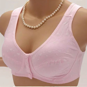 Women's Soft Wireless Front-Closure Seamless Breathable Floral Sporty Bra with Button Detail 3/4 Cup Spandex/Polyester Material - Product Image 3