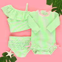 Ensemble de bikini pour filles personnalisé et écologique OEM imprimé floral maillots de bain Signature à volants arrière de bain pour bébé