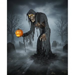 Calabaza <span class=keywords><strong>Esqueleto</strong></span> Grande con Inducción Eléctrica, Decoración de Halloween Animada para Interiores y Exteriores, Terrorífica, de Zombi, Animatrónica - Product Image 1