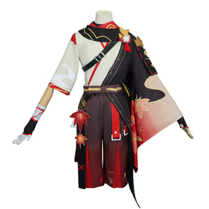 Disfraz de Cosplay de Kaedehara Kazuha del Juego Genshin Impact, Kimono de Kazuha <span class=keywords><strong>para</strong></span> Mujer y Hombre, Traje de Carnaval de Halloween con Peluca y Zapatos - Product Image 1