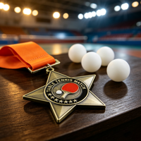 Médailles en métal personnalisées et créatives, médailles en forme d'étoile, rubans exquis, médailles d'honneur sur mesure en gros pour les événements de tennis de table