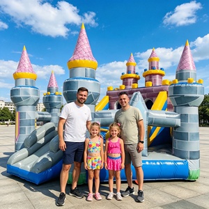 Château <span class=keywords><strong>gonflable</strong></span> médiéval personnalisé avec double toboggan, château de saut en PVC pour enfants, idéal pour les fêtes et la location commerciale - Product Image 5