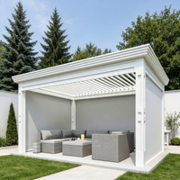 Pergola extérieure en alliage d'aluminium avec toit à persiennes réglables, imperméable, pour cour
