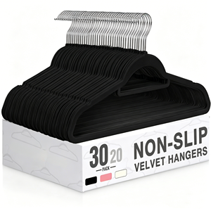 Perchas de Terciopelo Negras Antideslizantes, Perchas Resistentes para Abrigos, Gancho Giratorio de 360 Grados, Barra para Corbatas, Almacenamiento para Armario - Product Image 2