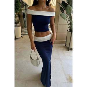 Ensemble de costume bicolore bleu marine pour femmes - Product Image 5