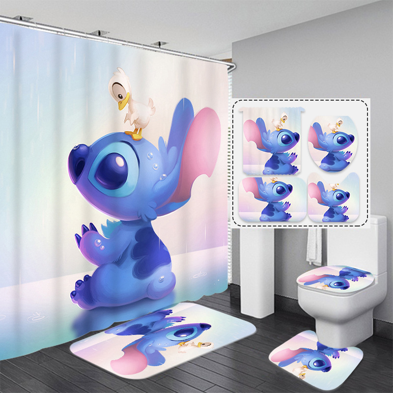 Cartoon Shower Curtains For kids Bathroom Sets With Shower Curtain And Rugs Shower Curtain Sets 4 Pieces