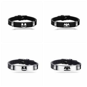 มาร์ชเมลโล่ดีเจสแตนเลสกำไลซิลิโคนสีดำแบบปรับได้ - Product Image 3