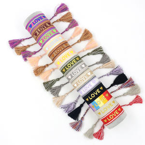 Lettres colorées avec textes 3D, <span class=keywords><strong>amitié</strong></span> tressée à la main avec broderie tissée, bracelet cadeau - Product Image 3