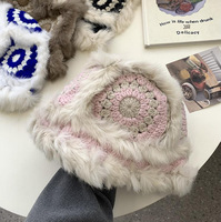 Gorro de punto cálido de invierno estilo nacional chino con diseño de danza del león étnico y piel de conejo esponjosa