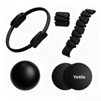 Kit Essentiel de Pilates en Gros : Accessoires de Pilates à Domicile, Poids de Poignet en Silicone, Cercle Magique, Ballon de Yoga, Disques Glissants pour Studio