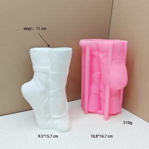 قالب سيليكون على شكل حذاء باليه لصنع المزهريات المجوفة، تصميم فني للمزهريات، قالب سيليكون للخرسانة والجبس والشموع - Product Image 3