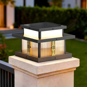 Lampe solaire d'extérieur Nightsappan, style chinois moderne, lumière chaude, étanche, pour villa, cour, poteaux de portail, jardin - Product Image 1