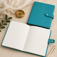 Carnet A5 personnalisé avec logo, couverture en cuir PU, fermeture à bouton-pression, couverture souple rembourrée, journal minimaliste, cadeau, papeterie en gros, cahier
