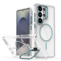 Coque de téléphone avec support d'appareil photo pour Samsung S26 Ultra S25 Plus S26 S24 S23 Plus S22 Edge S21, avec anneau de support et aimant